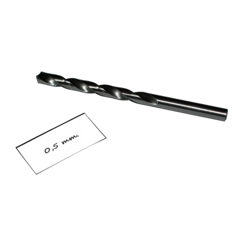 Wiertło spiralne precyzyjne 0,50 mm. DIN338. Mikrowiertło do metalu. HSS. Wiertło spiralne precyzyjne 0,50 mm. DIN338. Mikrowiertło do metalu. HSS.