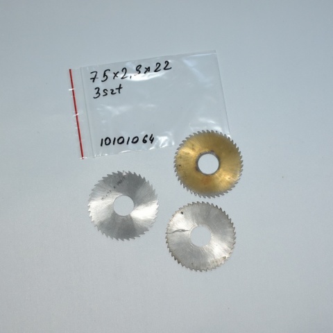 Frez tarczowy piłkowy 75x22x2,5 mm - 3 szt. HSS cięcie i frezowanie Frez tarczowy piłkowy 75x22x2,5 mm - 3 szt. HSS cięcie i frezowanie