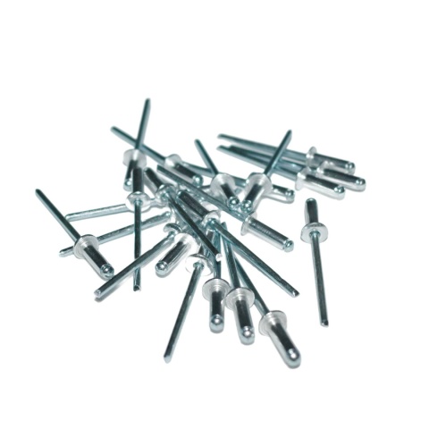 Nity zrywalne 3,2x8 Al/St z łbem płaskim. 50 szt. Zakres zacisku: 3,5-5 mm. Nity zrywalne 3,2x8 Al/St z łbem płaskim. 50 szt. Zakres zacisku: 3,5-5 mm.