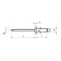 Nity zrywalne 3x8 A2 z łbem płaskim. 50 szt. Zakres zacisku: 3,5-5,5 mm.