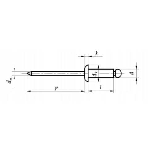 Nity zrywalne 4x20 A2 stal nierdzewna. 50 szt. Zakres zacisku: 12-16 mm.