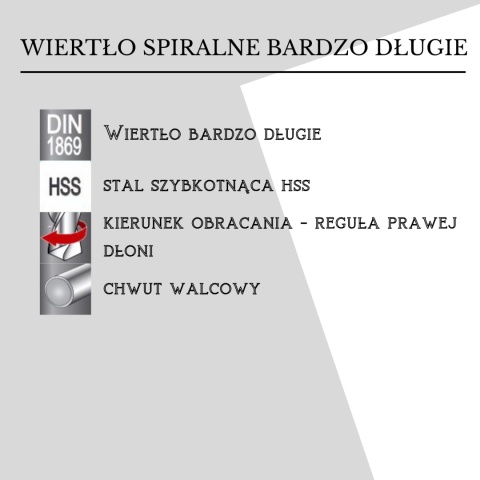 Wiertło bardzo długie HSS 4,0x280 mm - NWKp-3. DIN 1869. Wiertła do stali.