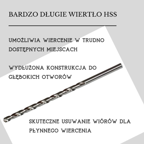 Wiertło bardzo długie HSS 6,0x330 mm - NWKp-3. DIN 1869. Wiertła do stali.