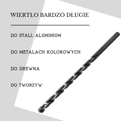 Wiertło bardzo długie HSS 9,0x410 mm - NWKp-3. DIN 1869. Wiertła do stali.