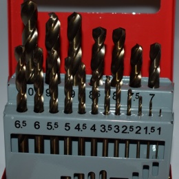 Zestaw wierteł kobaltowych HSS-Co 1-10 mm - komplet 19 szt. do metalu