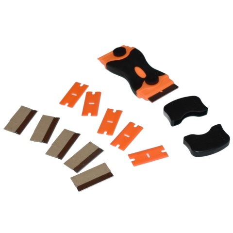 Skrobak do szyb 115 mm - do okien i luster + 5 ostrzy metal, 5 plastik