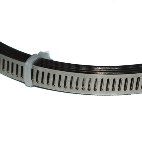 Taśma stalowa nierdzewna 8 mm - rolka 3 m do opasek ślimakowych i mocowań.