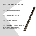 Wiertło kobaltowe do metalu, nierdzewki 12,8x145 mm. DIN338. HSS-Co.