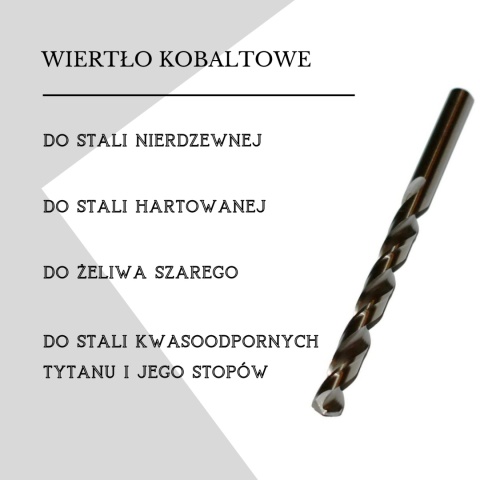 Wiertło kobaltowe do metalu, nierdzewki 12,8x145 mm. DIN338. HSS-Co.