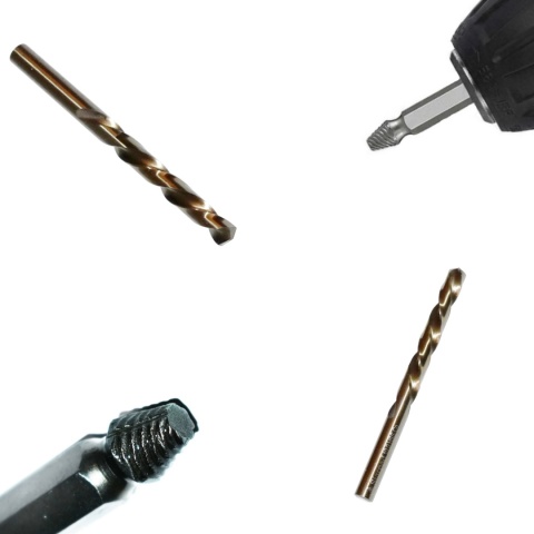 Wykrętaki do zerwanych wkrętów Bity. HSS + Wiertło lewo 1,5-2-3-4 mm HSSCo