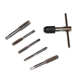 Zestaw gwintowników M6-M12 + pokrętło zaciskowe - stal narzędziowa 6el