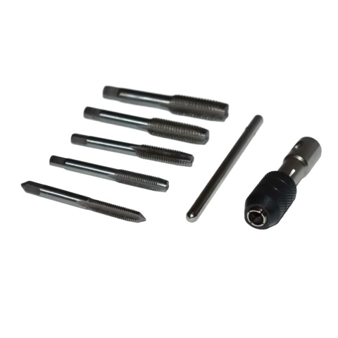 Zestaw gwintowników M6-M12 + pokrętło zaciskowe - stal narzędziowa 6el