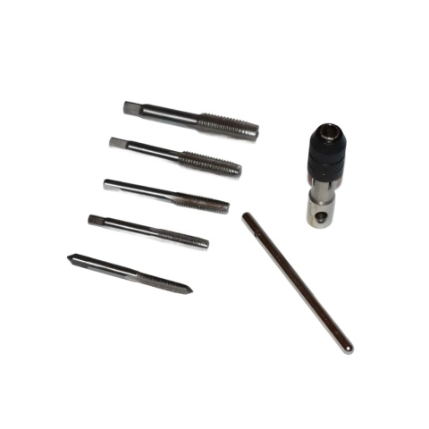 Zestaw gwintowników M6-M12 + pokrętło zaciskowe - stal narzędziowa 6el