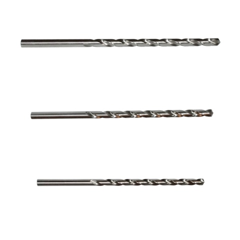 Zestaw wierteł HSS DIN 1869: 3,5 • 4,5 • 5,5 mm - bardzo długie do metalu