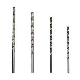Zestaw wierteł do metalu HSS 3-4-5-6 mm, bardzo długie DIN 1869 - 4 szt.