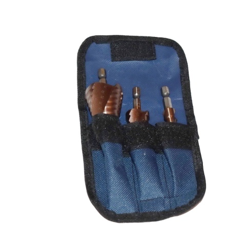 Zestaw wierteł stopniowych kobaltowych HSS-Co 4-12 / 4-20 / 4-32 mm + etui