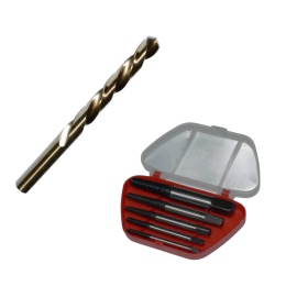 Zestaw wykrętaków M3-M18 + wiertła lewoskrętne HSS‑Co 1,5‑2-4-6-8-10 mm