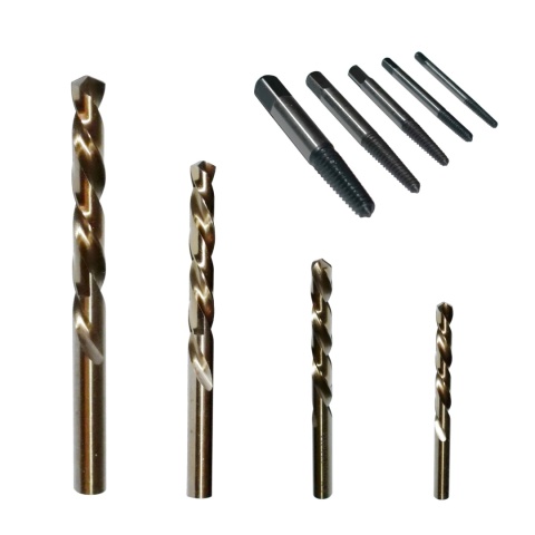 Zestaw wykrętaków M3-M18 + wiertła lewoskrętne HSS‑Co 1,5‑2-4-6-8-10 mm