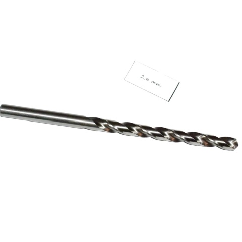 Wiertło spiralne długie HSS 2.6x95 mm. DIN340. Do stali, drewna, tworzyw.