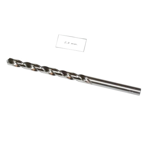Wiertło spiralne długie HSS 2.8x100 mm. DIN340. Do stali, drewna, tworzyw.