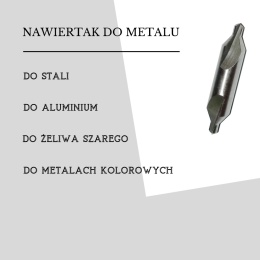Nawiertak nakiełek HSS 1,5 mm - wiertło centrujące do metalu. DIN333-A