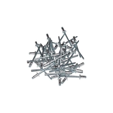 Nity zrywalne 4x8 Al/St z łbem płaskim. 50 szt. Zakres zacisku: 3-5 mm.