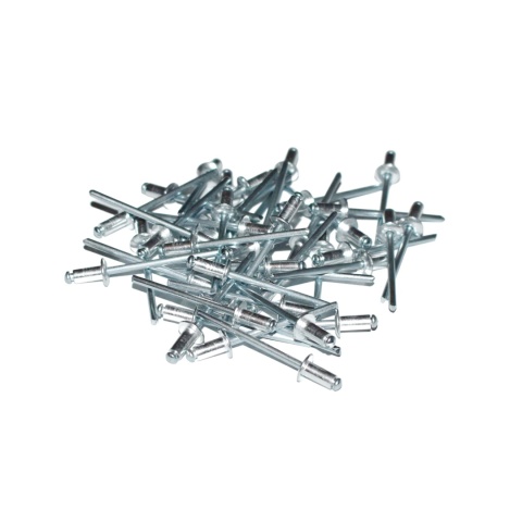 Nity zrywalne 4x8 Al/St z łbem płaskim. 50 szt. Zakres zacisku: 3-5 mm.