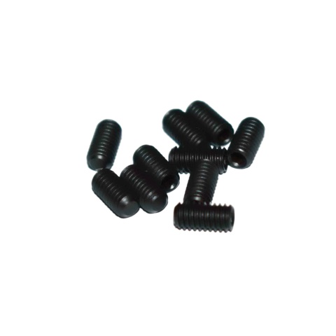 Wkręt dociskowy M4x8 czarny (OX) z końcem płaskim - 10 szt Śruba dociskowa