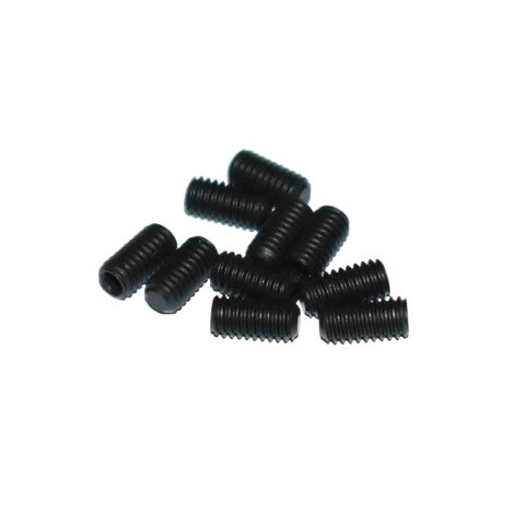 Wkręt dociskowy M4x8 czarny (OX) z końcem płaskim - 10 szt Śruba dociskowa