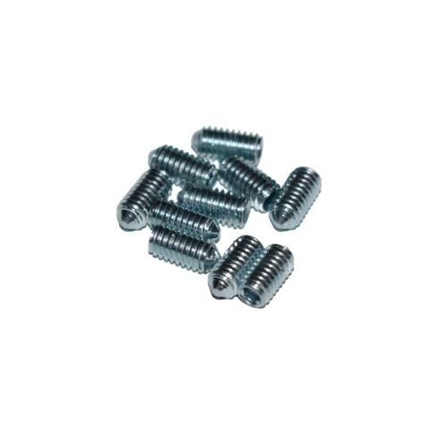 Wkręt dociskowy M4x8 z końcem stożek ocynk biały 10 szt. Śruba dociskowa.