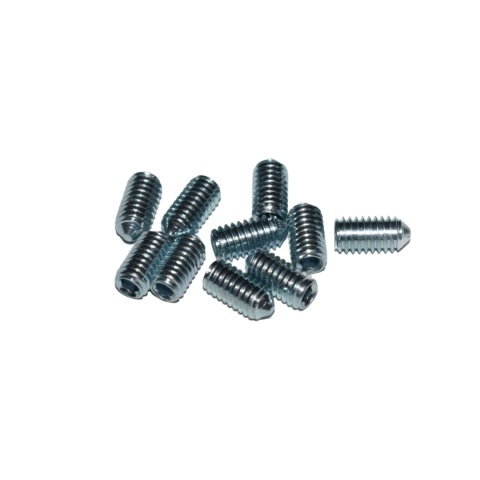 Wkręt dociskowy M4x8 z końcem stożek ocynk biały 10 szt. Śruba dociskowa.