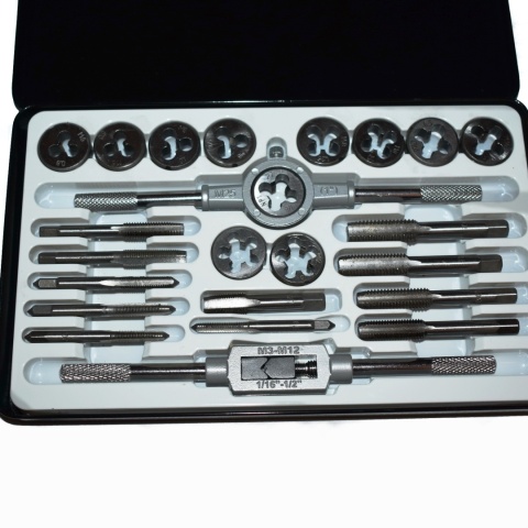 Zestaw gwintowników i narzynek 24el - M5-M12 NPT stal kaseta metalowa